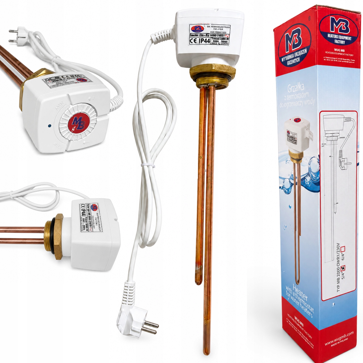 Vykurovacie teleso WUG MB 2000 OWR1 2000 W 230 V 5/4" – Medené s termostatom